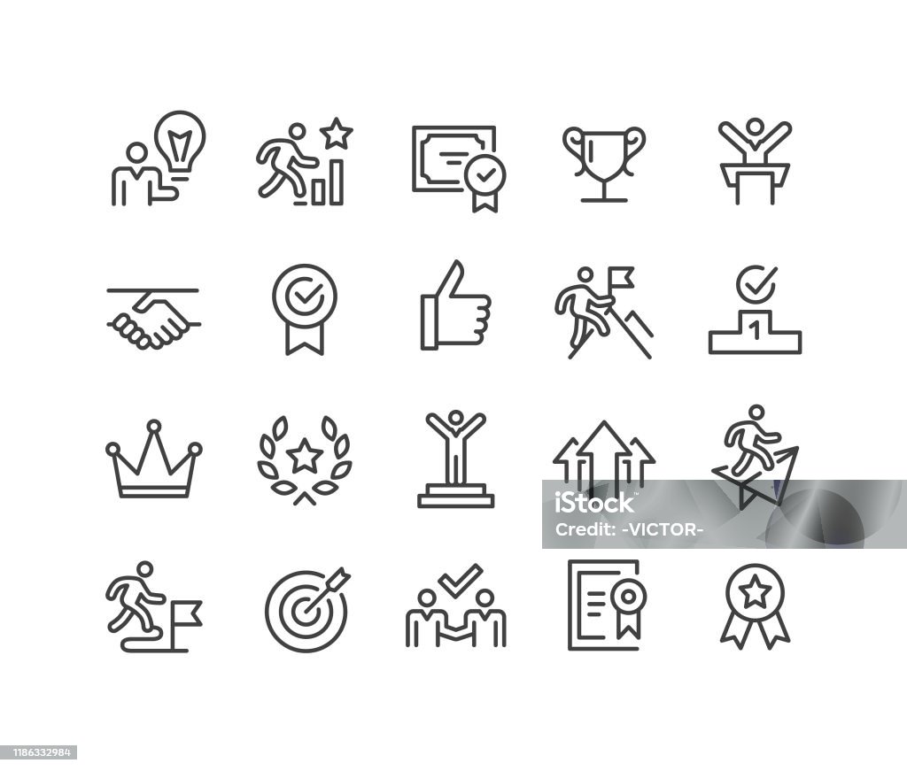 Success and Motivation Icons - Classic Line Series Success, Motivation, Icon stock vector