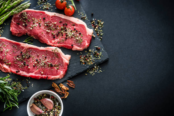 istock Two raw fillet steaks shot from above with copy space 1186334048