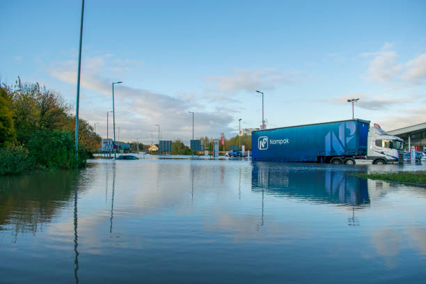 River Don Floods, A6178 Sheffield Road, Rotherham, South Yorkshire. 8,25am 8th Nov. 2019 stock photo
