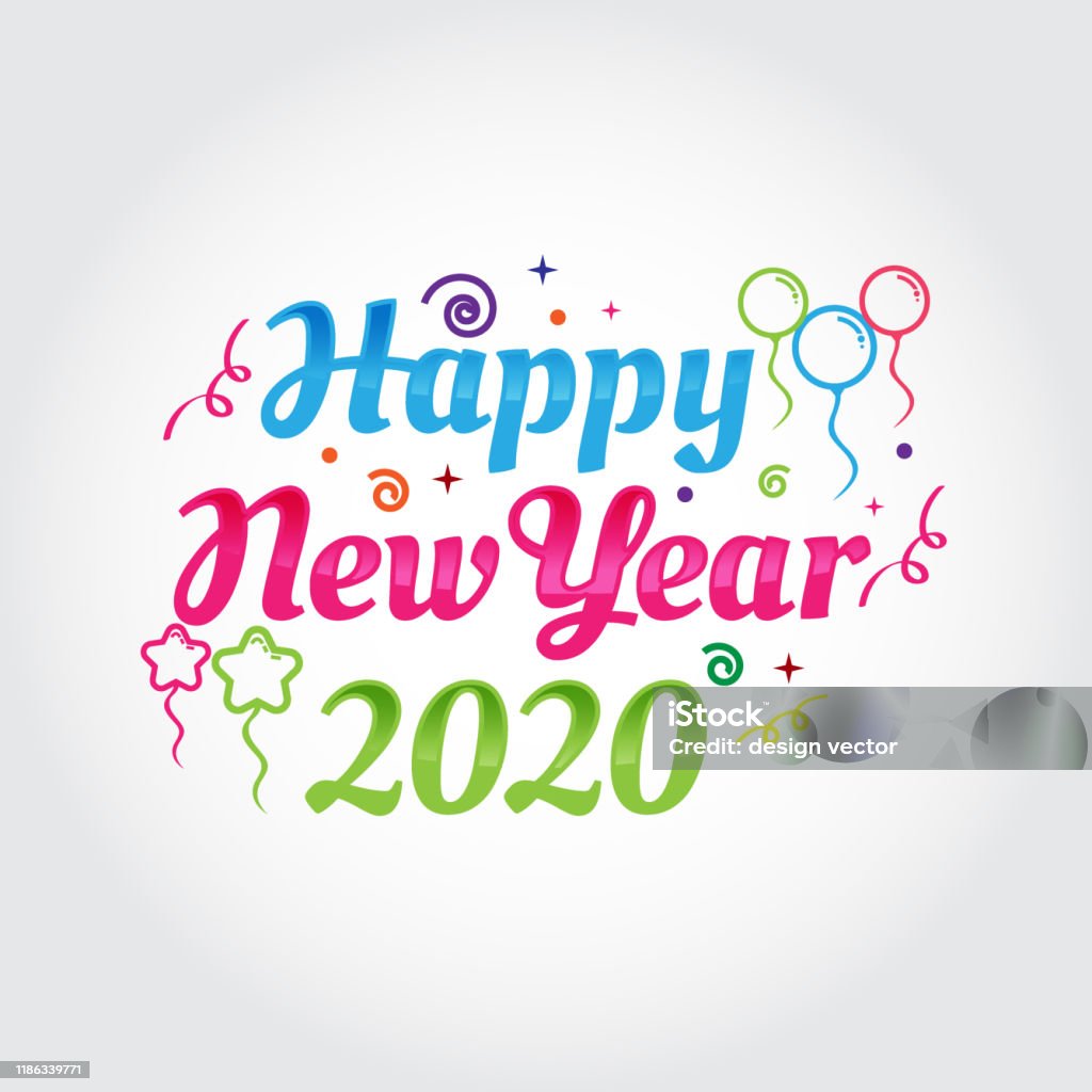 Happy New Year 2020 Greetings With Color Full Numbers And White ...