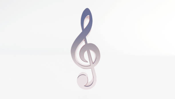 istock 3d rendering of silver music note Isolated on white background. 1186342843