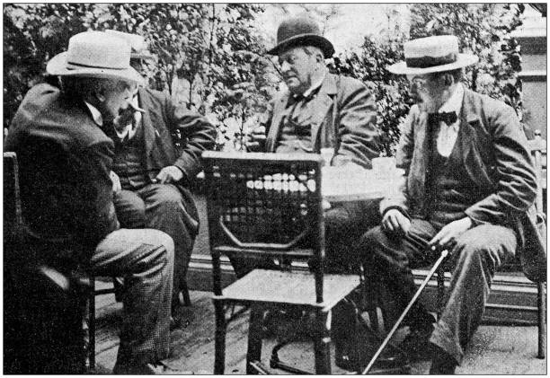 starožitná fotografie: důležití lidé v rennes pro dreyfus trial - bránění fotky stock ilustrace