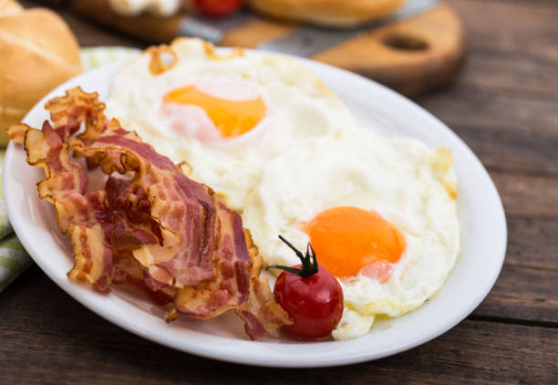 istock Bacon and eggs for breakfast on the plate 1186350560