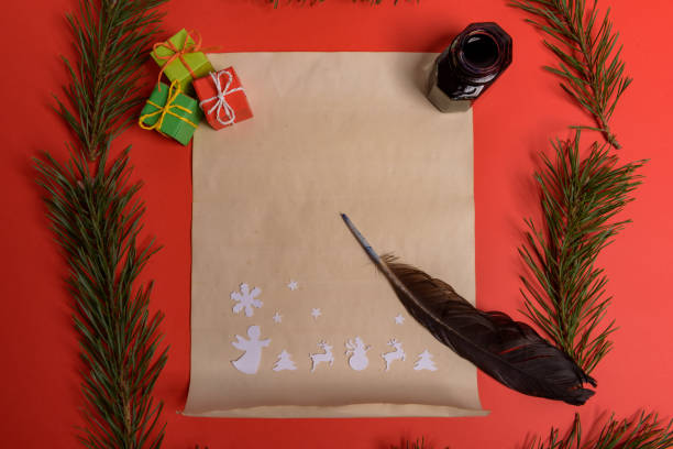 istock Empty letter for Santa Claus. Copy space. Red background. 1186352989