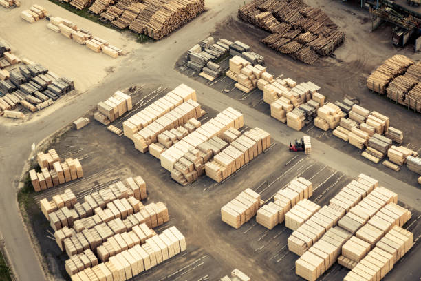 Aerial View of Sawmill stock photo
