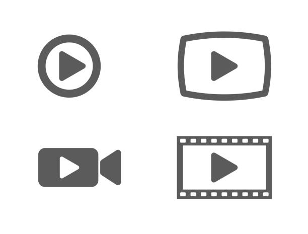 video icons and buttons video icons and buttons set home video camera stock illustrations