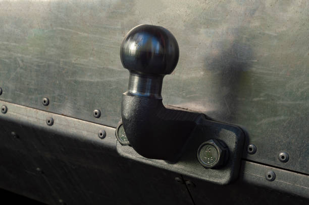 Metal hitch of a specialized car. Back view.