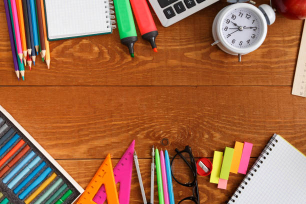 istock Stationery for Education Set Top View Copy Space 1186359661
