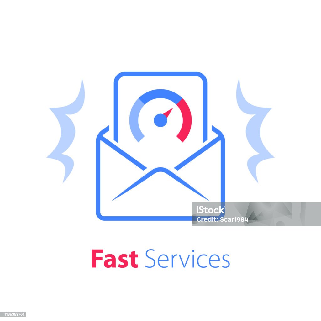 Sent Fast Fast Services Email Letter Open Envelope Send Document Stock ...