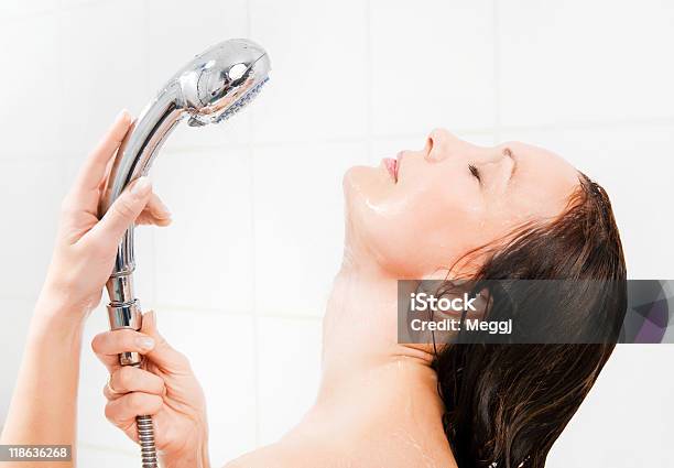 Young Smiling Woman Taking A Shower Stock Photo - Download Image Now - Adult, Beautiful Woman, Beauty Treatment