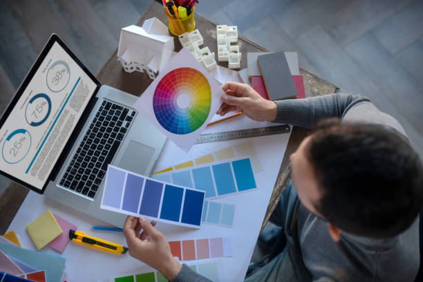 istock Top view of interior designer choosing color for project 1186364952