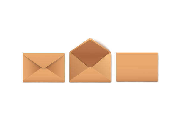 istock Mockups set of blank opened and closed kraft paper envelopes realistic style 1186366153