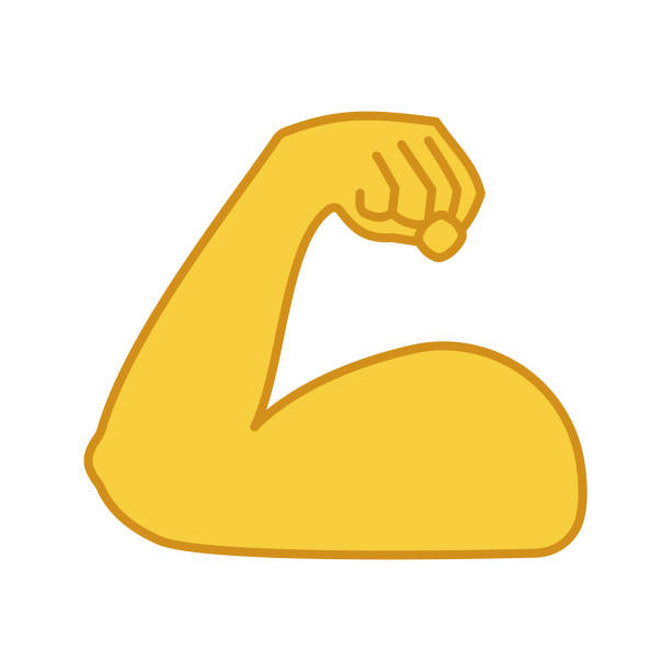 ilustrações, clipart, desenhos animados e ícones de ícone flexionado da cor do bíceps - flexing muscles bicep men human arm