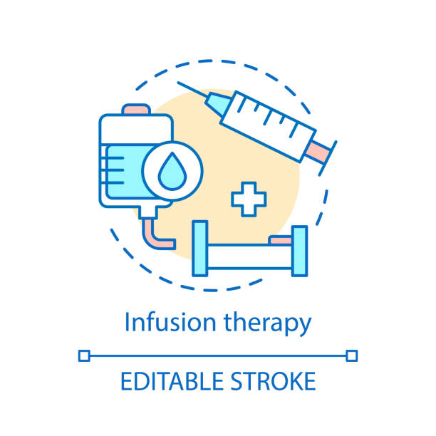ilustrações de stock, clip art, desenhos animados e ícones de infusion therapy concept icon - iv pump