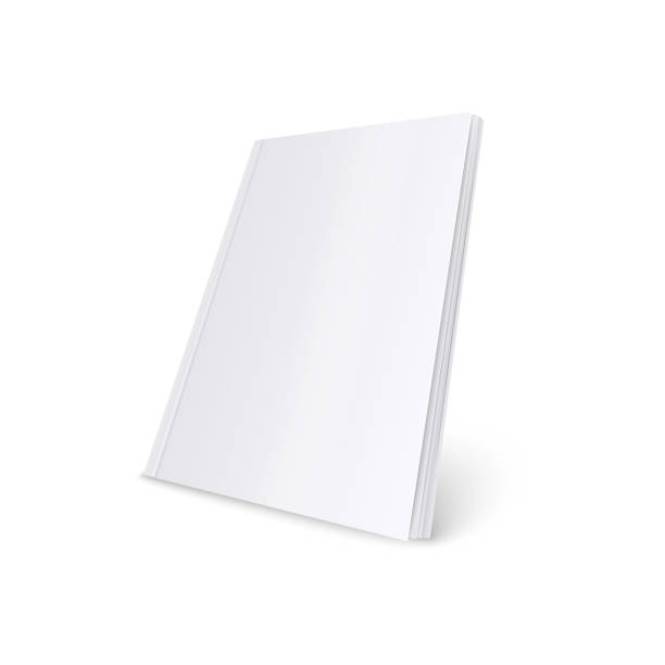 istock Mockup of standing blank white soft cover magazine realistic style 1186366500