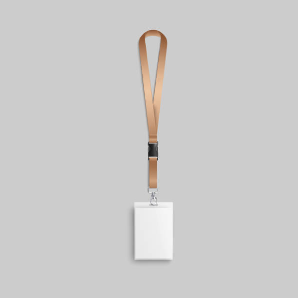 ilustrações, clipart, desenhos animados e ícones de lank lanyard e identidade ou crachá de segurança , mock up ilustração vetor 3d. - lank