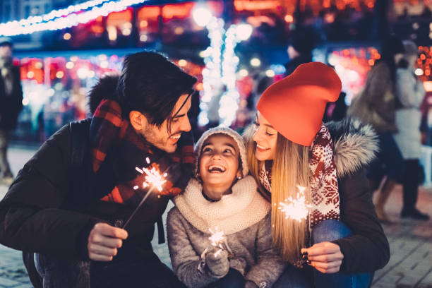 istock Happy family celebrating Christmas 1186368899