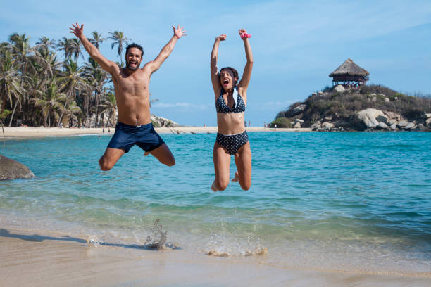 latin couple on vacation in tayrona