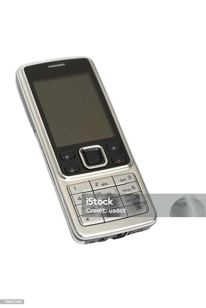 mobile phone isolated over white  Black Color Stock Photo