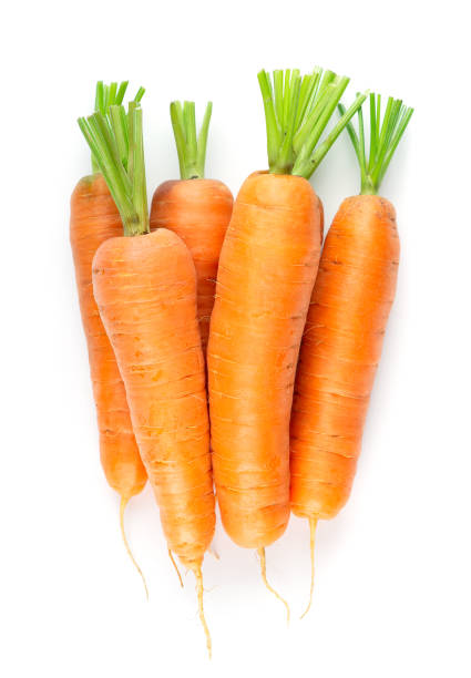 istock Carrot on white. Fresh ripe vegetables. Top view 1186377006