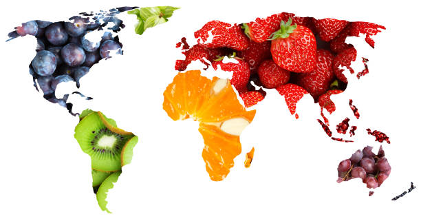 istock Fruits. World map. Fresh food 1186377068