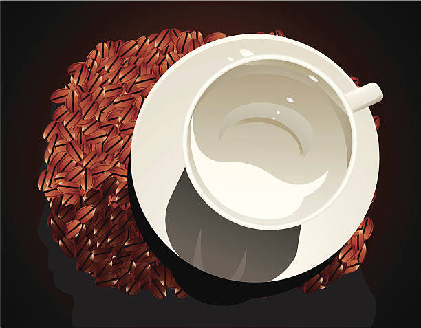 Kawa Fasola i pusty Kubek – artystyczna grafika wektorowa
