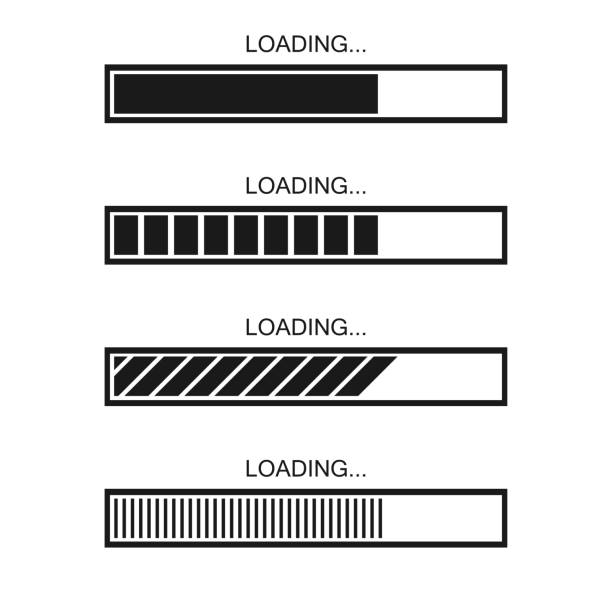 ilustrações de stock, clip art, desenhos animados e ícones de vector progress loading bar set. process indicator. - carregamento