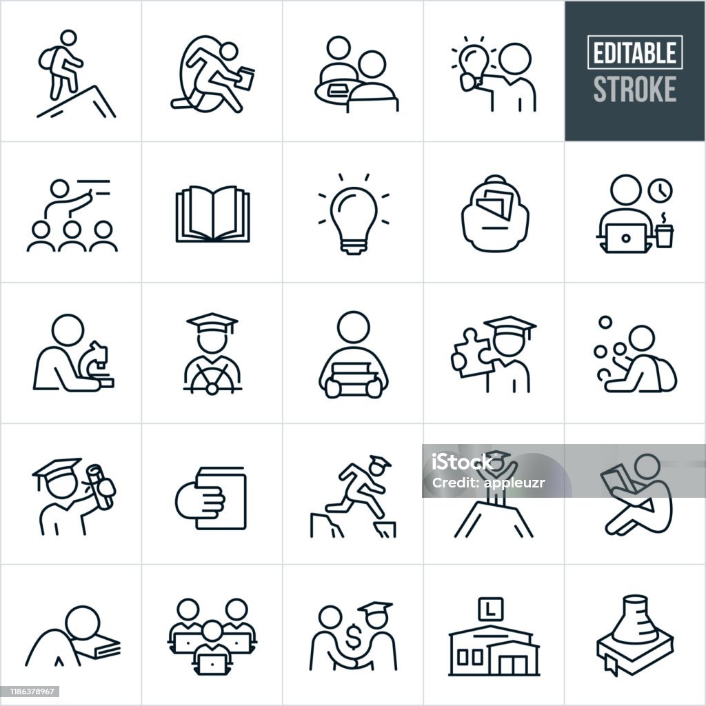 College Education Thin Line Icons - Editable Stroke - Lizenzfrei Icon Vektorgrafik