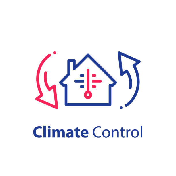система климат-контроля, изменение температуры, кондиционирование воздуха, охлаждение или отопление - refrigeration cycle stock illustrations