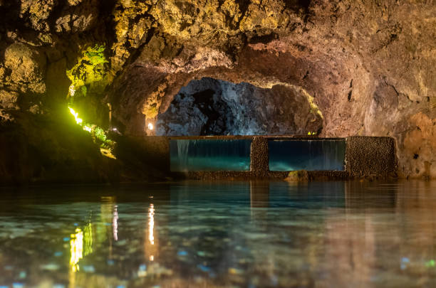 Volcanic caves in Sao Vicente stock photo