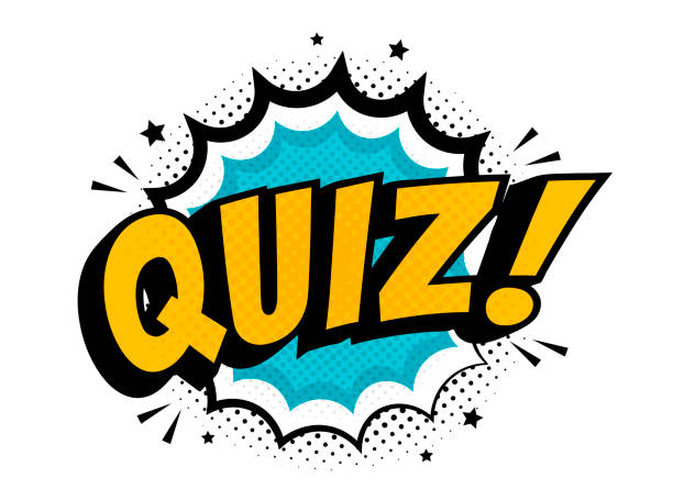 quiz im comic-pop-art-stil. quiz gehirnen spiel wort. vektor-illustrationsdesign - pop art stock-grafiken, -clipart, -cartoons und -symbole