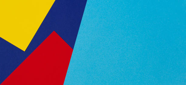 istock Abstract blue, red and yellow color paper geometry composition background 1186387586
