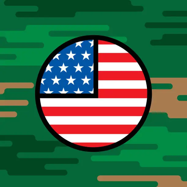 Vector illustration of USA Flag Button Camouflage