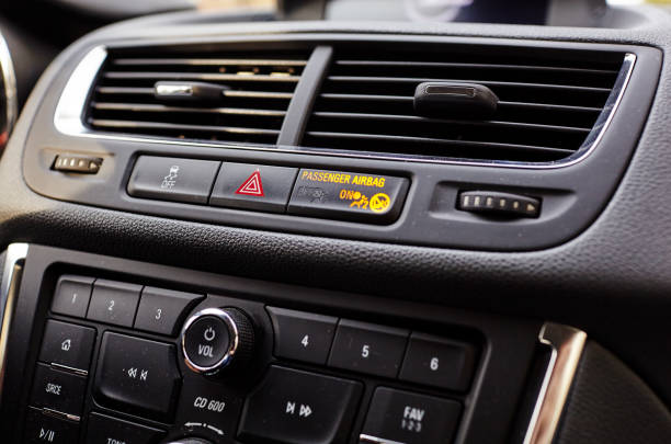istock Modern car dashboard. Multimedia control system. Automobile air conditioning. Interior detail. Blurred image, selective focus 1186393854
