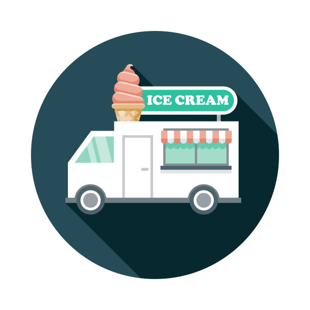 illustrations, cliparts, dessins animés et icônes de icône de camion de crème glacée - spice store