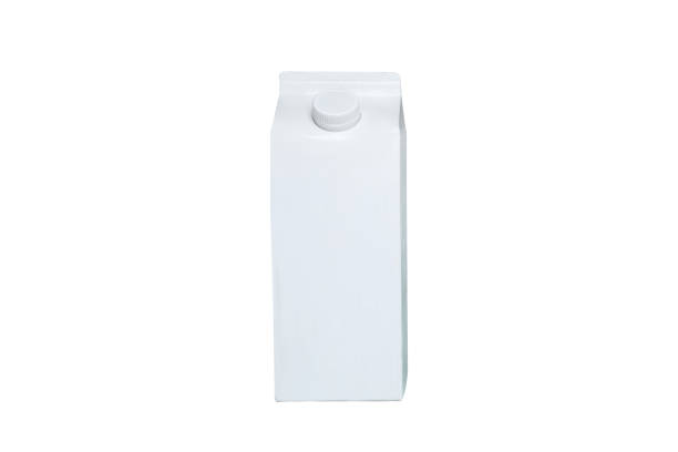 White carton box or packaging of tetra pack with a cap. Isolate