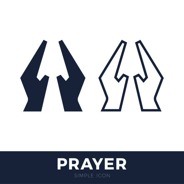 modlitwa strony dwa symbol ikony. najwyższej jakości izolowane modlące się ręce element w modnym stylu. - human hand god applauding praying stock illustrations