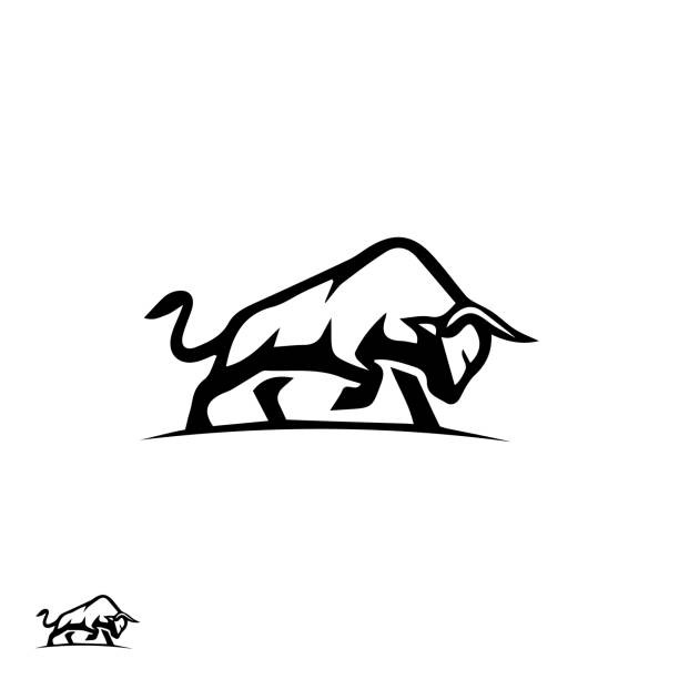 illustrazioni stock, clip art, cartoni animati e icone di tendenza di design bull minimo in illustrazione in formato vettoriale - toro