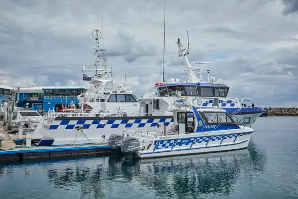 Photo of Police boats docked in harbour at Port Stephens