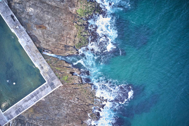 istock Newcastle ocean baths aerial drone view just after sunrise on overcast day 1186406898