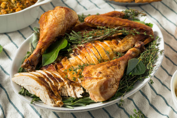 istock Homemade Thanksgiving Cut Up Turkey Platter 1186408328