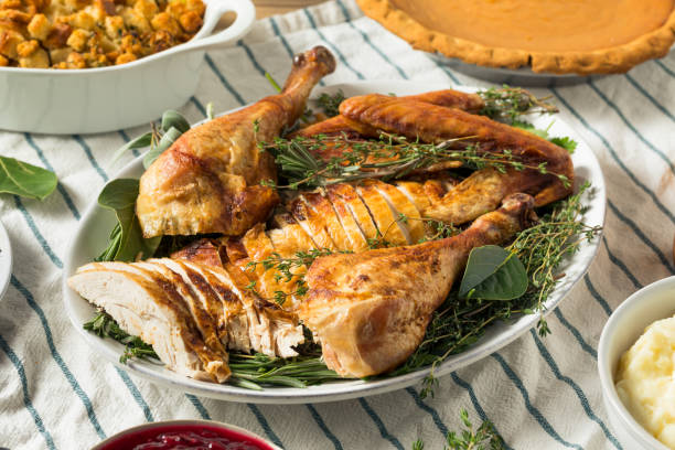 istock Homemade Thanksgiving Cut Up Turkey Platter 1186408334