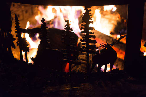 istock Wildlife scene on campfire metal ring 1186409138