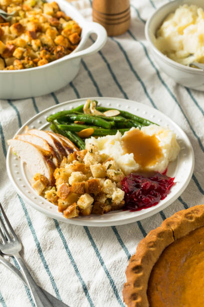 istock Homemade Thanksgiving Turkey Dinner with Stuffing Potatoes 1186409987