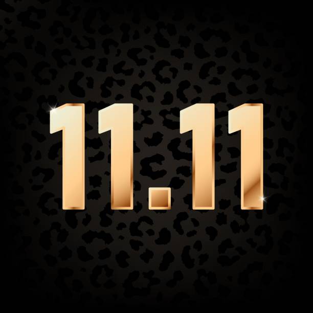Vector Poster 1111 For World Shopping Day On Black Stock