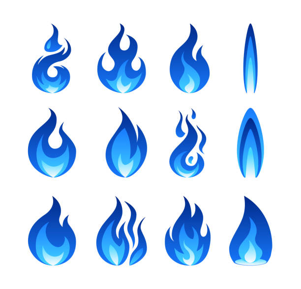 gasfeuerflamme, vektor-illustration im flachen stil - natural gas gas burner flame stock-grafiken, -clipart, -cartoons und -symbole