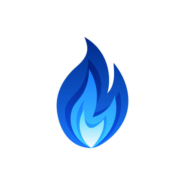 ilustrações, clipart, desenhos animados e ícones de chama do fogo do gás, ilustração do vetor no estilo liso - blue gas flame