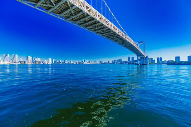 paisaje de la bahía de tokio en japón - distrito de shinagawa fotografías e imágenes de stock