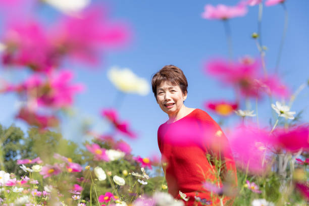 Senior woman enjoying autumn