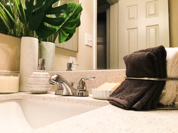 istock Elegant bathroom interior neutral colors 1186430465